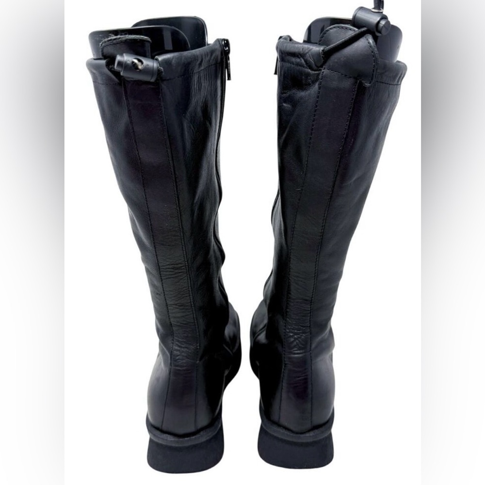 Vintage Y2K Nine West Black Leather Square Toe Platform Boots Women's Size 8 - Picture 4 of 9